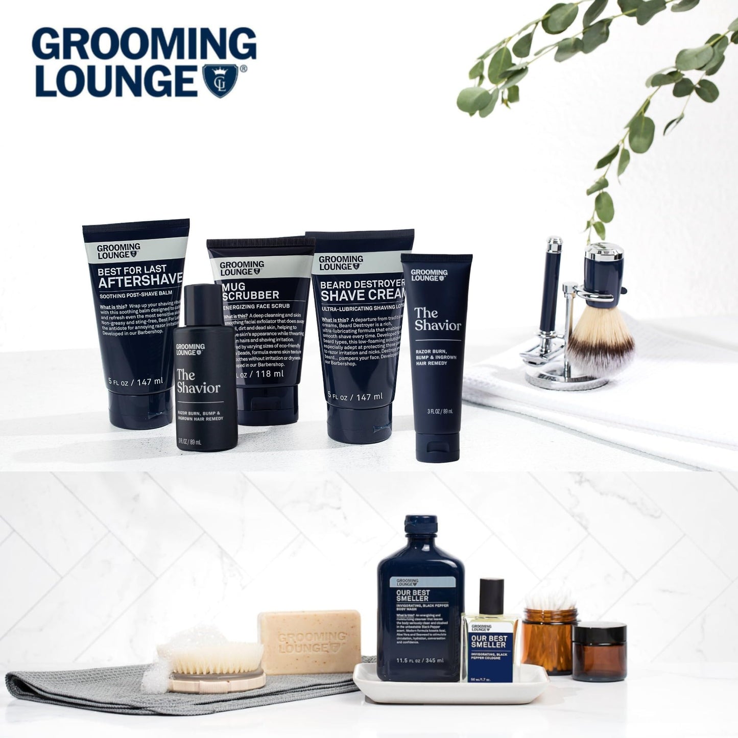 Grooming Lounge Our Best Smeller Body Wash - Moisturizing, Clarifying Travel Shower Scrub - Fresh, Classic, Suave Fragrance of Acai, Aloe Vera, Seaweed, and Black Pepper - Dry Skin Defense - 3 pack