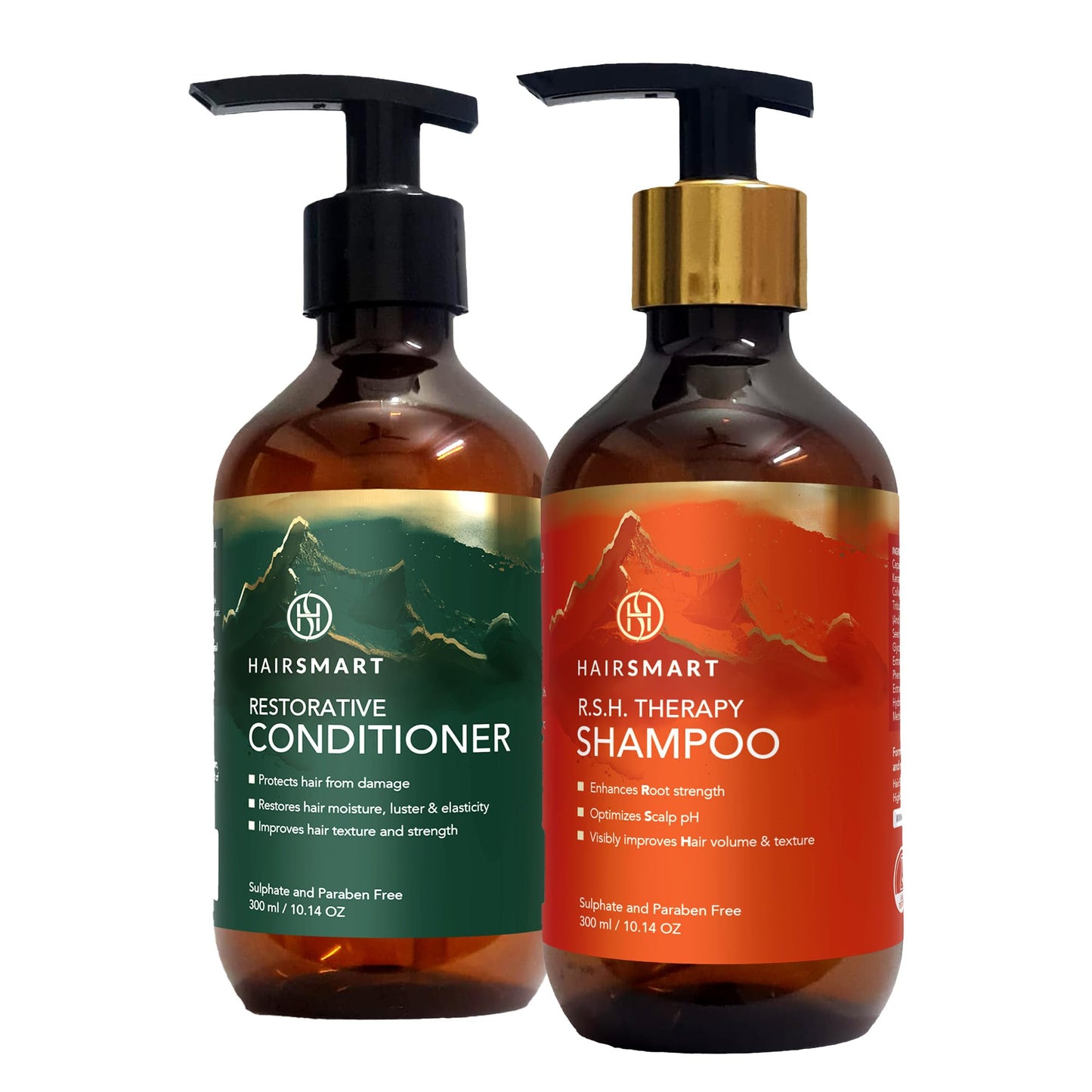 HairSmart Hair Growth Shampoo and Conditioner | Paraben & Sulfate Free with Ayurvedic Herbs | Hair Loss Treatments for Women and Men | Volumizing Shampoo and Conditioner, Pack of 2, 100ml Each
