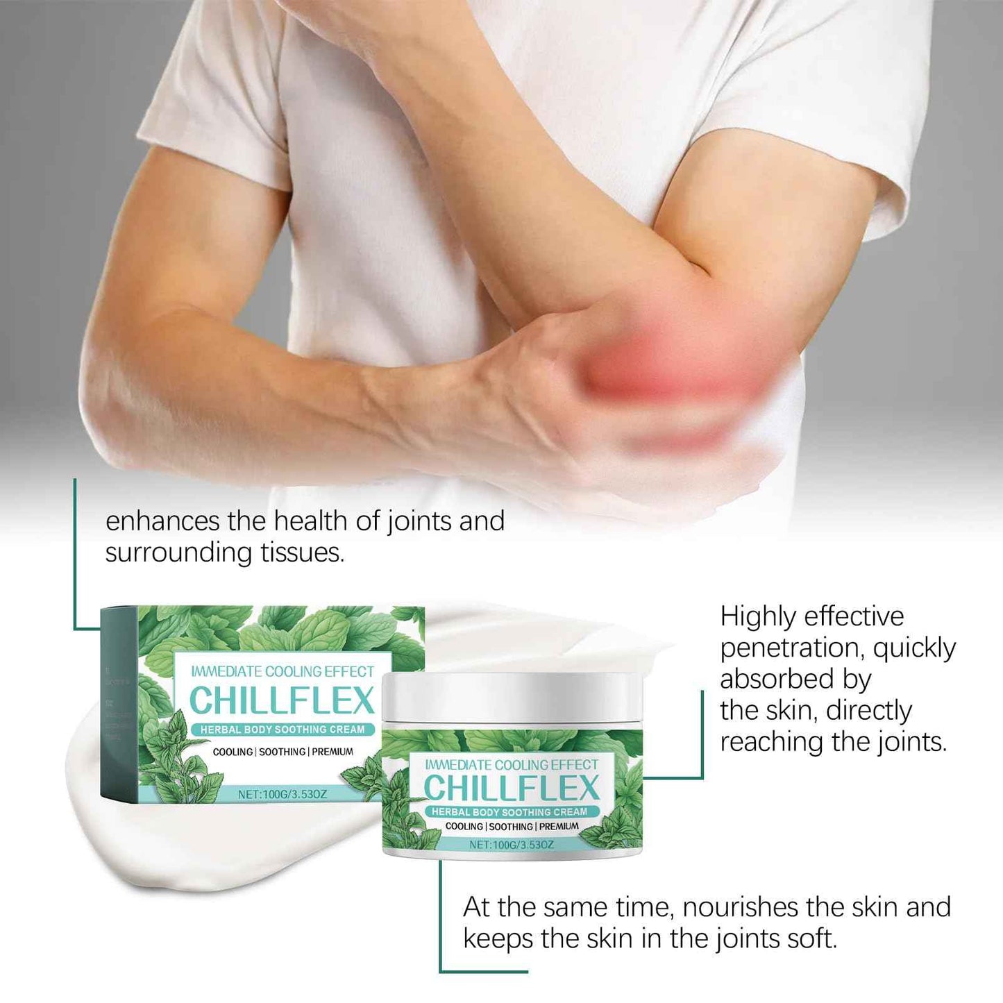 2Pcs Menthol Soothing Cream, Full Body Movement, Cool Frankish Soothing Ointment（3.53oz/Bottle）