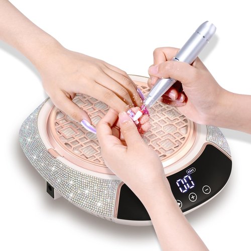CHRISTINE SHELLY 3500RPM Cordless Nail Dust Collector,Portable Dust Collector Nail Tech with LED Display,Rechargeable Dust Suction Machine with Reusable Fillter for Acrylic Gel Polish,Salon & Home