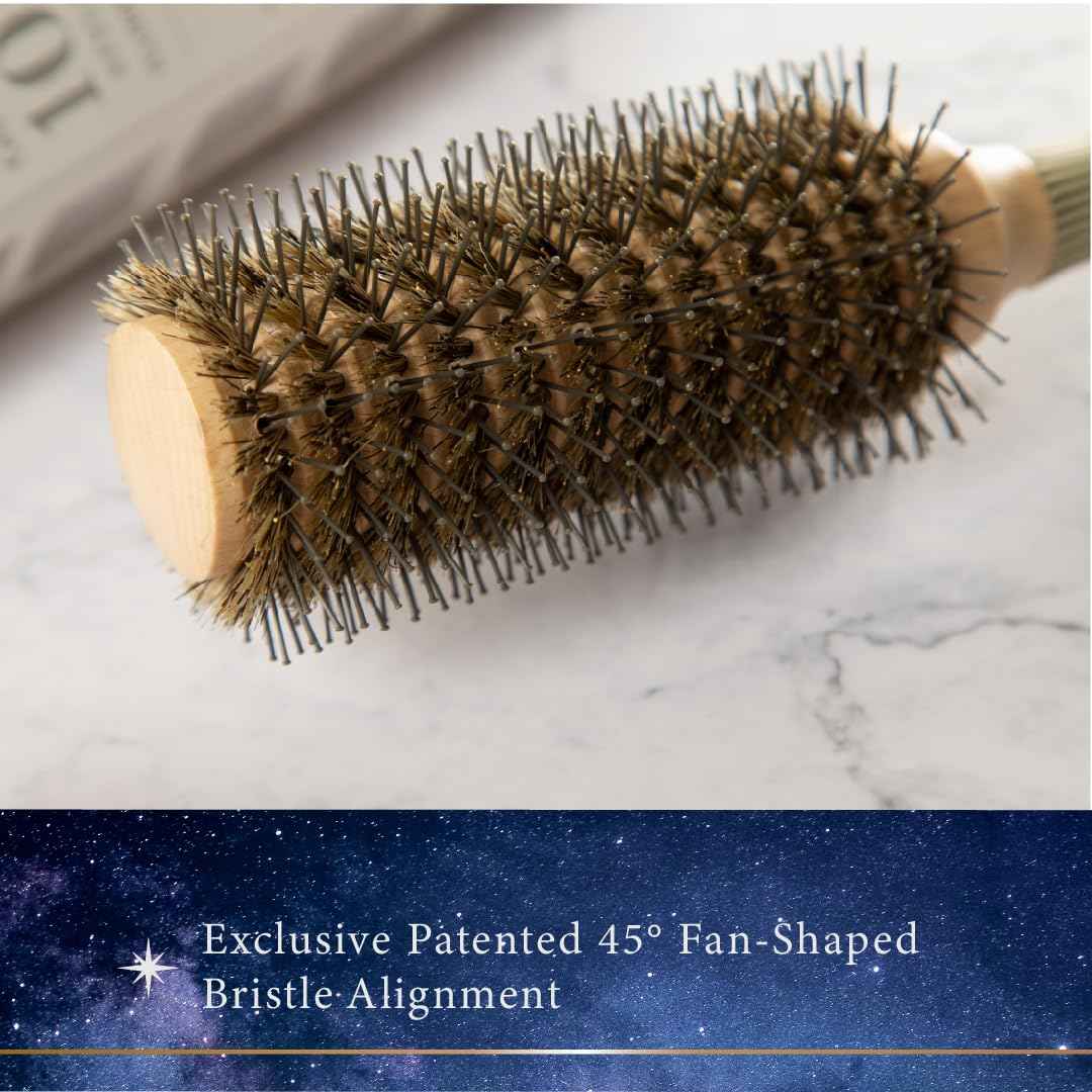Pandora's Beauty Box The 101 GoShiny Hairbrush - FSC Wooden Handle/Boar Bristle Brush/Heat Resistant/Styling/Blowout/Patented (Large)