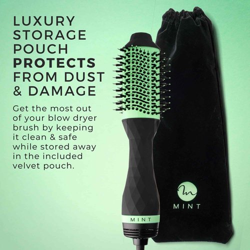 MINT Professional Series 5-in-1 Ionic Hair Dryer Brush, Black & Mint Green - Powerful Frizz-Eliminating Blowout Brush Straightens, Volumizes, Smooths, and De-Frizzes for Fine/Thick Hair