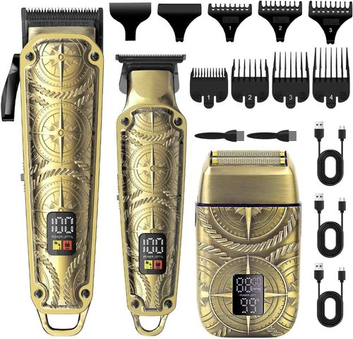 Hatteker Professional Hair Clippers for Men 3 in 1 Hair Trimmer Beard Trimmer Electric Shavers Razor Cordless Beard Trimmer Men's Grooming Set LCD Display Gifts for Men