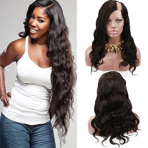Voloria Laft U Part Human Hair Wigs Natural Color Body Wavy Style Lace Front Wig with Baby Hair 180% Density 12inch