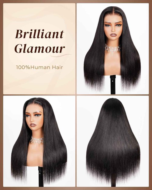 Arabella Hair 5x6 Glueless Human Hair Wig Pre Plucked Pre Cut 210% Density Natural Color 12a Bleached Knots Drawstring Straight Wig for Women HD Transparent Lace Frontal Human Hair Wigs 20 Inch