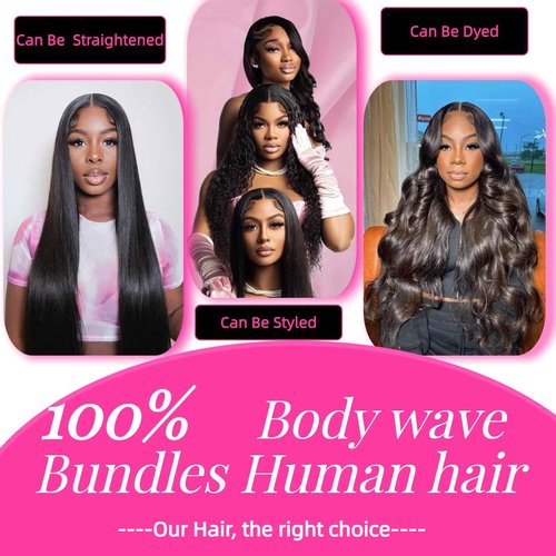 Body Wave Bundles Human Hair 12A Human Hair Bundles 18 20 22 IN 100% Unprocessed Brazilian Virgin Hair 3 Bundles Double Weft Hair Extensions Real Human Hair Natural Black For Woman 18 20 22 IN