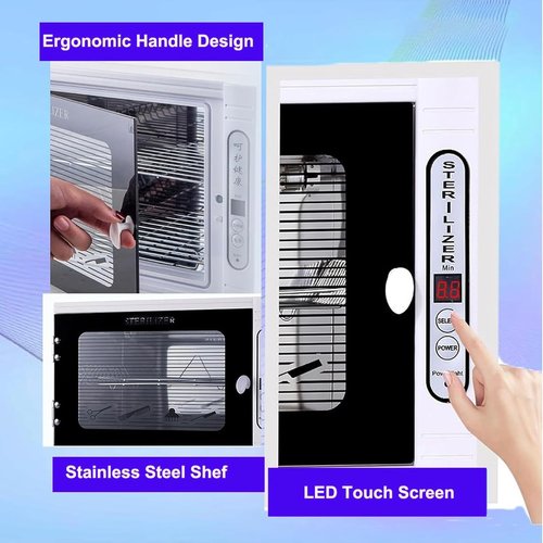 Sterilizer Nail Tool Cabinet, 12L Large Capacity Sterilization Machine Cleaning Manicure Tools Multi-Functional Sterilizing Nail Cleaner Box for Salon & Home Beauty Care