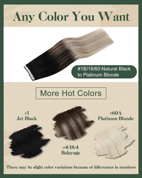 Ugeat Blonde Hair Extensions Tape in Dark Roots Tape in Hair Extensions Human Hair Black to Ash Blonde Mix Platinum Blonde Medium Length Lightweight for Wedding 18Inch 20Pcs 50G