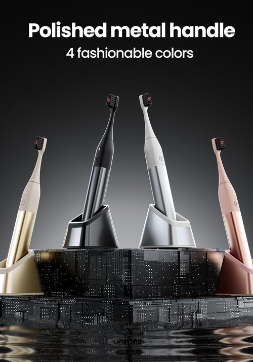 Allegro Luxury Premium Polished Metal Sonic Toothbrush M1,Ivory Gold