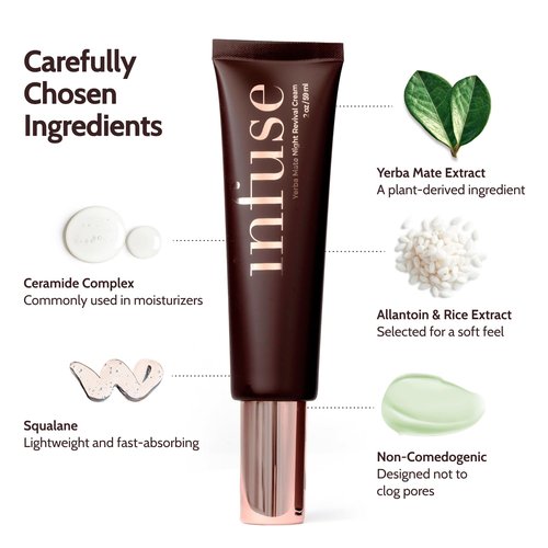 Infuse Night Revival Cream (Emerge Award Finalist) | Pro-Resilience Face Moisturizer with Yerba Mate Antioxidants to Strengthen & Hydrate Mature Skin | Restorative Firming & Hydrating – 60ml / 2oz