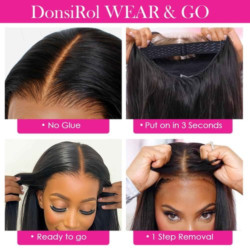 DonsiRol 12 inch Bob Wig Human Hair, Glueless Wigs Human Hair Pre Plucked, 13x4 bob lace front wigs for Woman, 180% Density Bob Wigs with Baby Hair (Black)