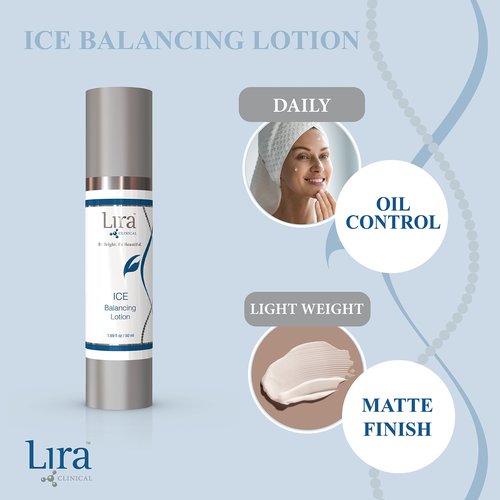 Lira Clinical ICE Balancing Lotion - Lightweight Facial Oil Control Moisturizer with Niacinamide and Salicylic Acid - Daily Balancing Hydrator for Skin - Gentle Soothing & Cooling Cream - 50 ml