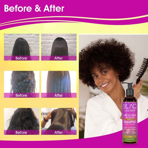 Blaq Luxury Sage & Lychee Wash and Style Gift Bundle with Biotin and Nettle | Strengthening Shampoo, Conditioner, Hair Masque, Daily Styling Lotion and Strong Hold Styler Gel