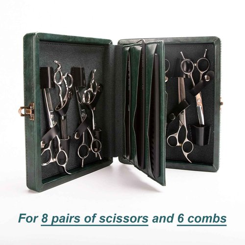 Brrnoo Classic Hair Scissor Storage Box, Large Capacity PU Leather, Hairdressing Scissor Storage Box, Shears Case