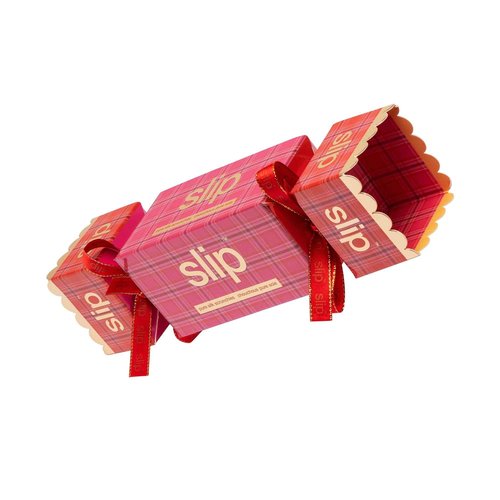 slip Scrunchies in Holiday Cracker Packaging: Anti-Crease, Anti-Breakage Slipsilk™ Design Protects Delicate Hair | Includes 5 Assorted Pure Silk Scrunchies, Scarlet