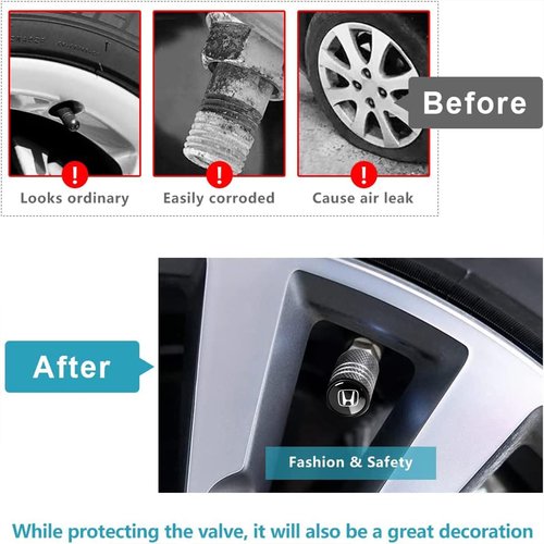 Tire Valve Stem Cap Cover for Honda Belt O-Ring Seal Corrosion Resistant,Tire Valve Stem Air Cap 4 Pack Black…