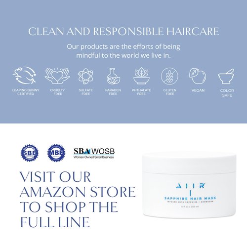 AIIR Sapphire Mask - Deep Conditioning Hair Treatment for Damage Hair Repair, Hyaluronic Acid Hydrates & Moisturizes Dry Hair, Strengthen and Smooth Frizzy Hair, Color Safe, 6 oz