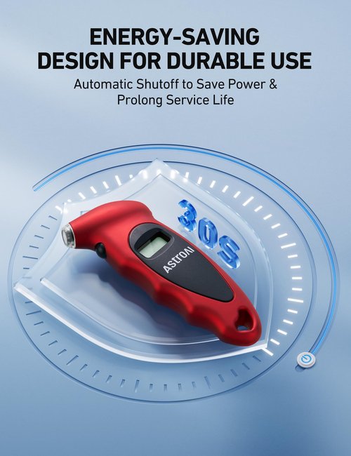 AstroAI Digital Tire Pressure Gauge 0-150PSI, Accurate in 0.1 Increments, Tire Pressure Gauge with Backlit LCD and Presta Valve Adaptor, 4 Units of Measurement for Car Truck Bicycle, Red