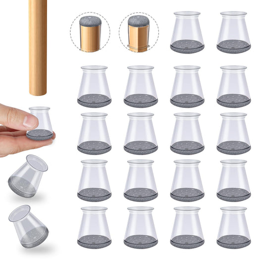 16 Pcs Chair Leg Protectors for Hardwood Floors, Silicone Felt Furniture Leg Cover Pad for Protecting Floors from Scratches and Noise, Smooth Moving，X-Small(Fit Round Diameter：1/2" to 5/16")