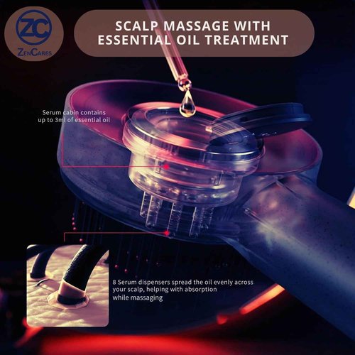 ZenCares 3 in 1 Hair Scalp Massager & Oil Applicator for Hair Growth, Electric Hair Brush with Oil Dispenser, Scalp Massager. (Red)
