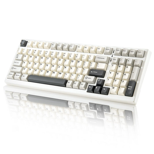 YUNZII YZ98 Gasket Mechanical Keyboard,99 Key Hot Swappable BT5.0/2.4G/USB-C Wireless NKRO 98% 1800 Layout with RGB LED Backlit for Linux/Win/Mac(Milk Switch, White)