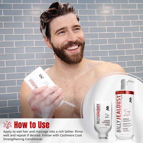 Billy Jealousy Fuzzy Logic Men's Shampoo for Thinning Hair, Peppermint-Infused, With DHT Blockers to Prevent Hair Loss and Breakage, Cleans Thoroughly, Adds Volume, 33.8 Fl Oz