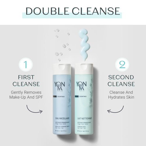 Yon-Ka Lait Nettoyant Cleanser Set | Full Size & Travel Size | Gentle Plant-Based Milk Cleanser & Makeup Remover | Hydrating Daily Wash that Balances Skin’s pH | Set of 2, 6.76 fl oz and 2.53 fl oz