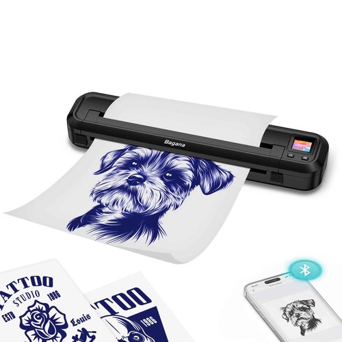 Bagana Tattoo Stencil Printer, M500 Wireless Bluetooth Thermal Portable Tattoo Printer Machine Kit with 10pcs Transfer Paper Compatible with Phones, Tablets & PC