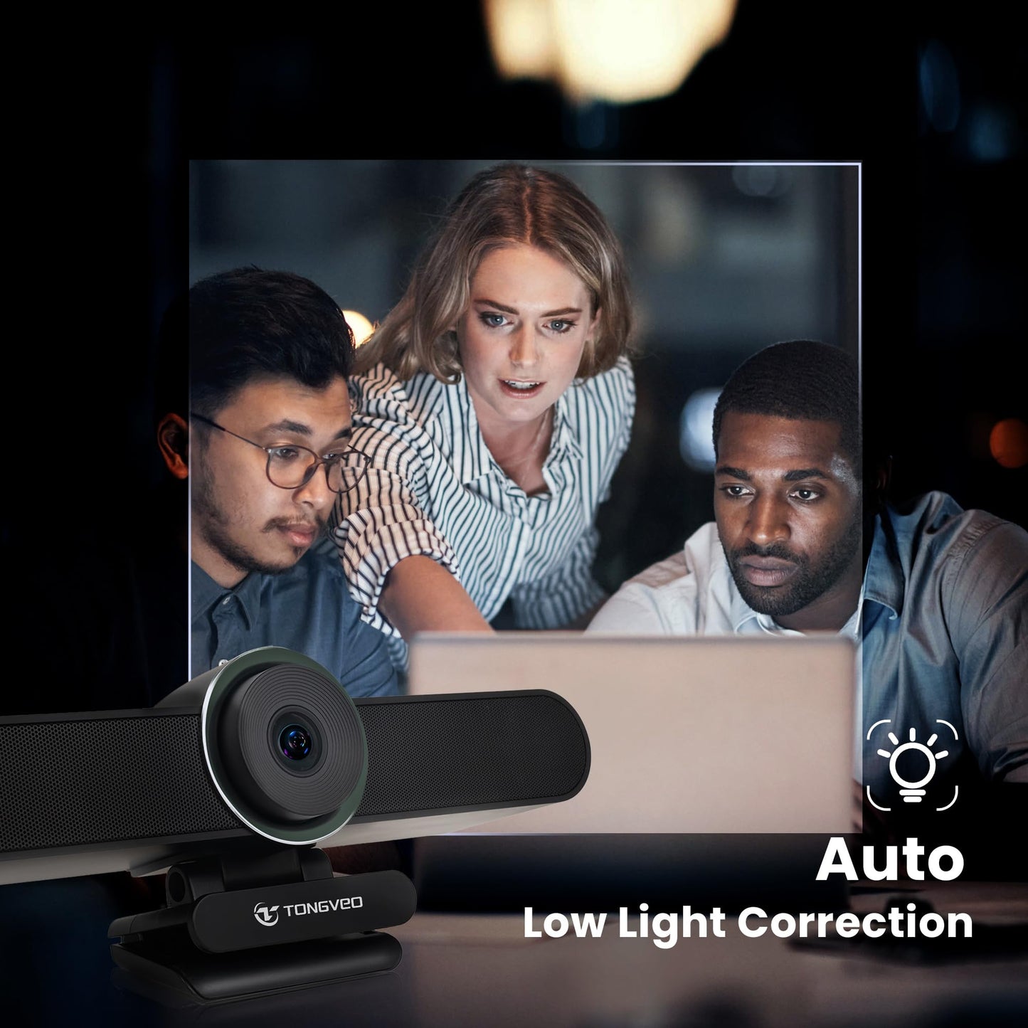 4K Webcam Conference Call TV Room Web Camera with Dual Microphones &Speaker, | All-in-One USB Video Camera, 116° Wide Angle, AI Auto Framing | Compatible with Zoom, OBS