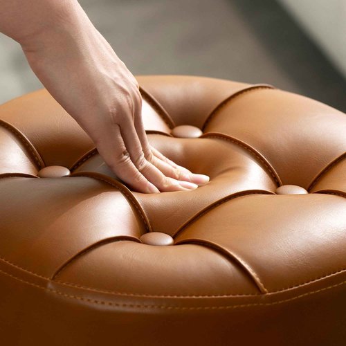 ACEQLYT® Round Rolling Stool with Wheels, Heavy Duty 400lb, Height Adjustable Swivel Drafting Stool for Shop, Salon, Home, Office, Tatoo, Medical, Massage (Brown)
