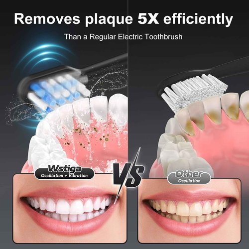 Wstiga 2025 New Sonic Electric Toothbrush for Adults - Vibration 60,000 VPM & 73° Oscillation Rechargeable Electric Toothbrush, 50+ Days Battery Life, 3 Modes, 2-Minute Timer, 3 Brush Heads, 2 Pack