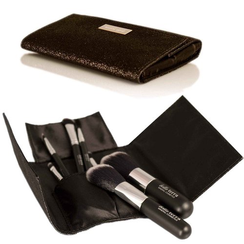 BellaTerra Cosmetics Nightlife Brush Set – 10-Piece Travel Compact Makeup Brush Kit – Vegan & Cruelty-Free with Soft Synthetic Bristles – For Foundation, Blush, Contour, Powder, and Eyeshadow