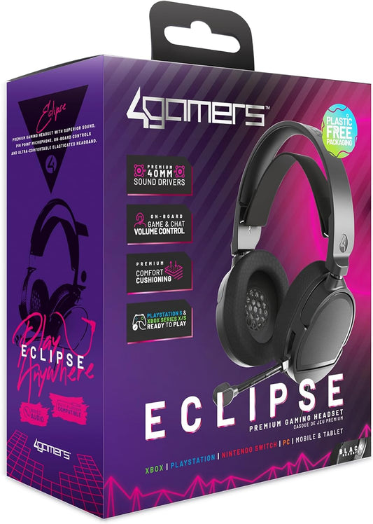 4Gamers Eclipse Premium Gaming Headset Compatible with Xbox, PS4/PS5, Switch, PC - Black