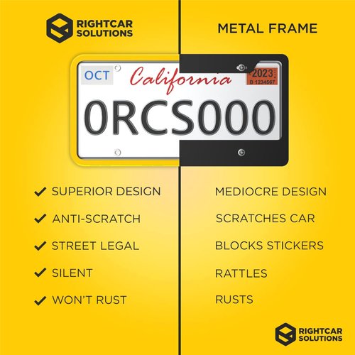 Rightcar Solutions Silicone License Plate Frame | The Original Premium Grade Silicone Car Plate Frame | Rust Proof, Rattle Proof, Weather Proof License Plate Holder (Yellow)