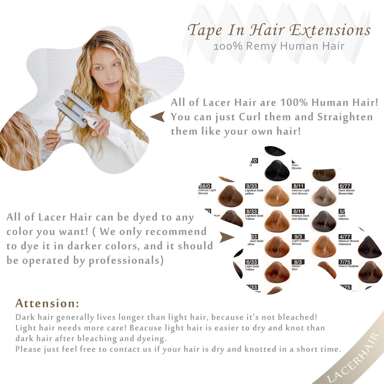 Lacerhair Rooted Tape in Hair Extensions Human Hair Seamless Skin Weft Real Remy Invisible Natural Hair #8G/60A Double Sided Light Platinum Blond with Light Ash Brown Roots 22" 50g