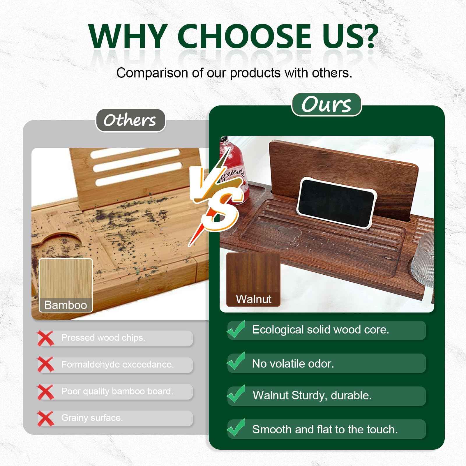 Graceware Walnut Bathtub Tray (31"x8"x1"), Luxury Bath Table Tray for Tub Ideal Bathroom Accessories for Women House Warming Gifts