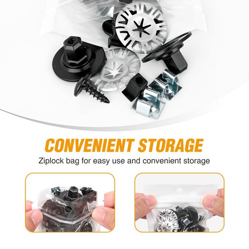 GOOACC 50Pcs Nylon Screw Grommets Retainers Fender Liner & Splash Shield Nut Kit Compatible for VW Audi Replace 811-807-577-C N90335006 WHT-000-713 N90775001 N10327102