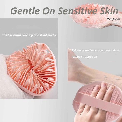 Suddies, Suddies Body Scrubber, Silicone Body Scrubber, Silicone Loofah, Body Scrub Brush for Effective Showering Exfoliation, Travel Loofah for Women & Men for Delicate Skin (Gray+Purple+Green)