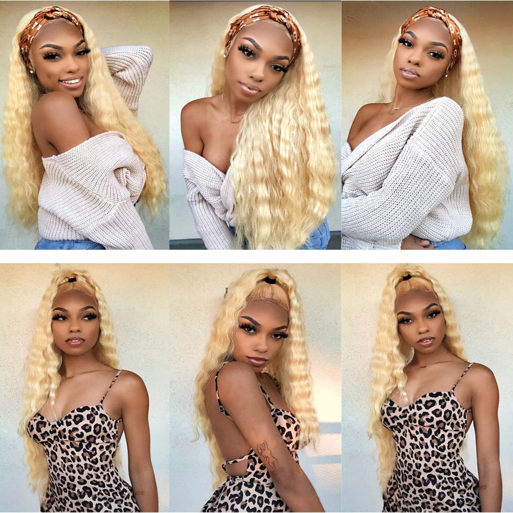 Giginger Brazilian Human Hair Bundles 14 16 18 Inch Blonde 613 Color Deep Wave Bundles Human Hair Unprocessed Virgin Quick Weave Hair for Black Women