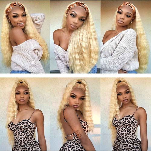Habiliana Human Hair Bundles 20 22 24 Inch Blonde 613 Deep Wave Bundles Human Hair 100% Unprocessed Soft Sewn In with Double Drown Weft for Black Women