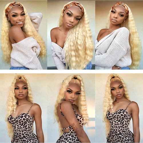 Condescension Human Hair Bundles 20 22 24 Inch Blonde 613 Deep Wave Bundles Human Hair Unprocessed Brazilian Virgin Quick Weave Hair for Black Women