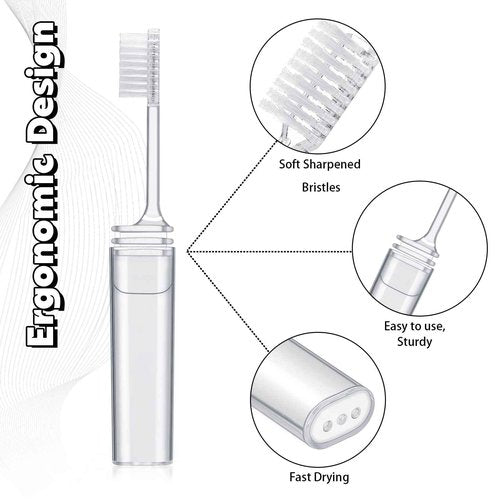 Rtteri 150 Pcs Travel Toothbrush Kit Bulk Folding Tooth Brush with Cover Transparent Potable Travel Size Mini Toothbrush Small Foldable Manual Tooth Brushes for Adult Camping School