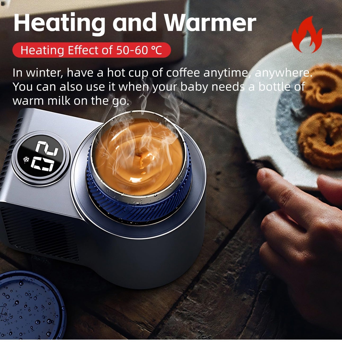 2-in-1 Car Cup Warmer Cooler, Temperature Control Smart Cup Holder for Car, 12V Universal Car Tumbler Holder, for Coffee Baby Bottles Drinks Cooling Heating
