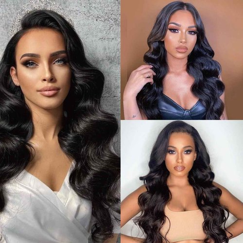 Yacurcur Body Wave Clip Ins Human Hair 8Pcs/Set 120 Gram Body Wave Clip in Hair Extensions 10A Brazilian Virgin Human Hair for Black Women Natural Black Color 22 Inch