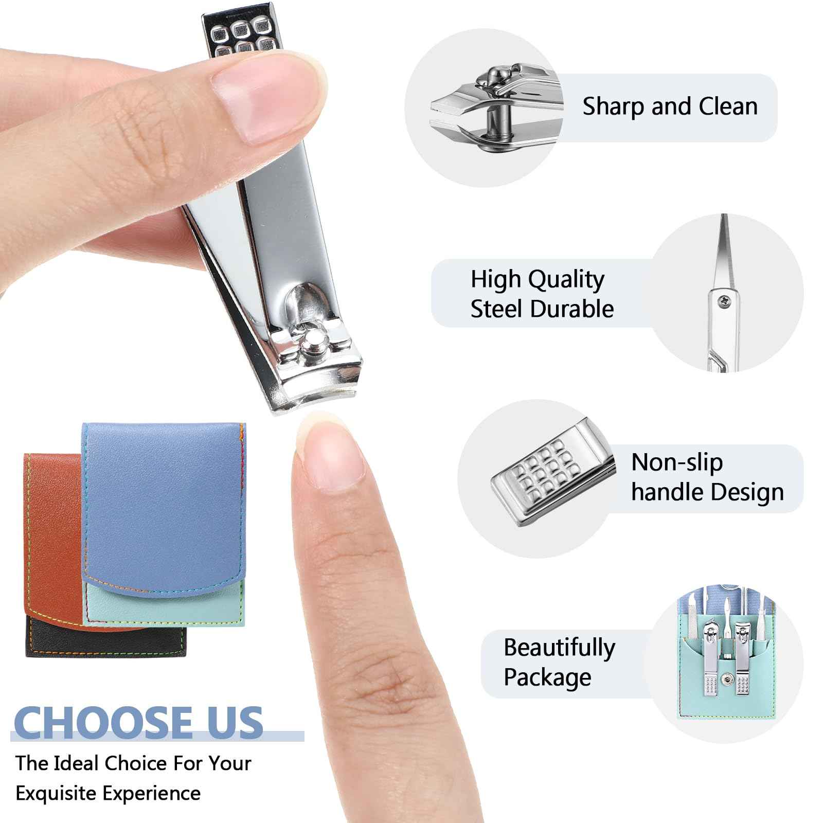 30 Set Manicure Kit Bulk Nail Clippers 7 in 1 Mini Nail Clippers Stainless Steel Professional Care Pedicure with Travel Bag Grooming Kit for Christmas Women Men Home(Vivid Color,Cute)