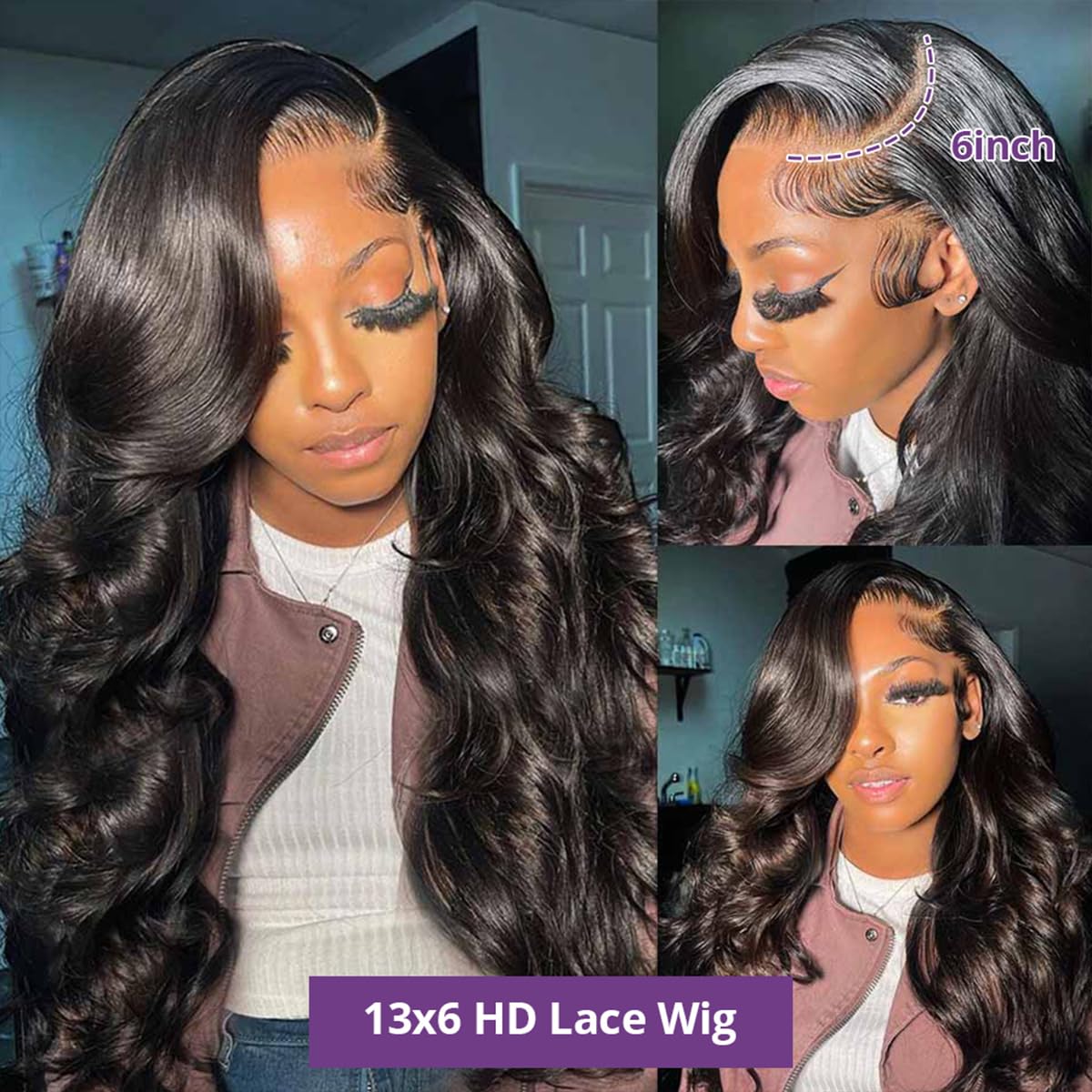 13x6 Body Wave Lace Front Wigs Human Hair Pre Plucked 250% Density HD Transparent Lace Frontal Wigs Human Hair for Women 12A Glueless Wigs with Baby Hair (250% density 13x6 Body wig, 24 Inch)