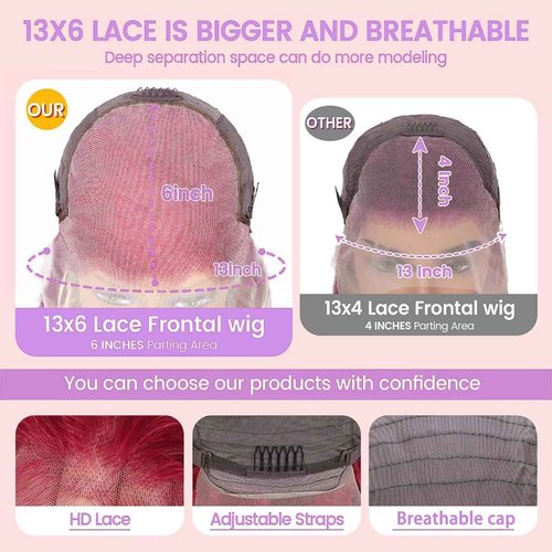 mmiQus 14 Inch Burgundy Bob Wig Human Hair 13x6 99j Burgundy Lace Front Wigs Human Hair Bob Wigs For Black Women 200% Density 99j 13x6 Hd Transparent Lace Front Body Wave Wigs Pre Plucked Pre Cut