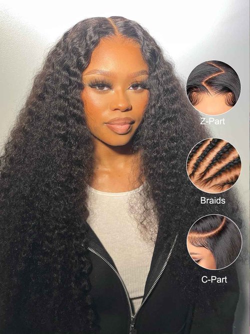 ORIGINAL QUEEN 13x6 Water Wave Lace Front Wigs Human Hair Pre Plucked Pre Bleached Knots Deep Curly Human Hair Wigs for Women 13X6 Lace Frontal Wig 200% Density Natural Color 24Inch