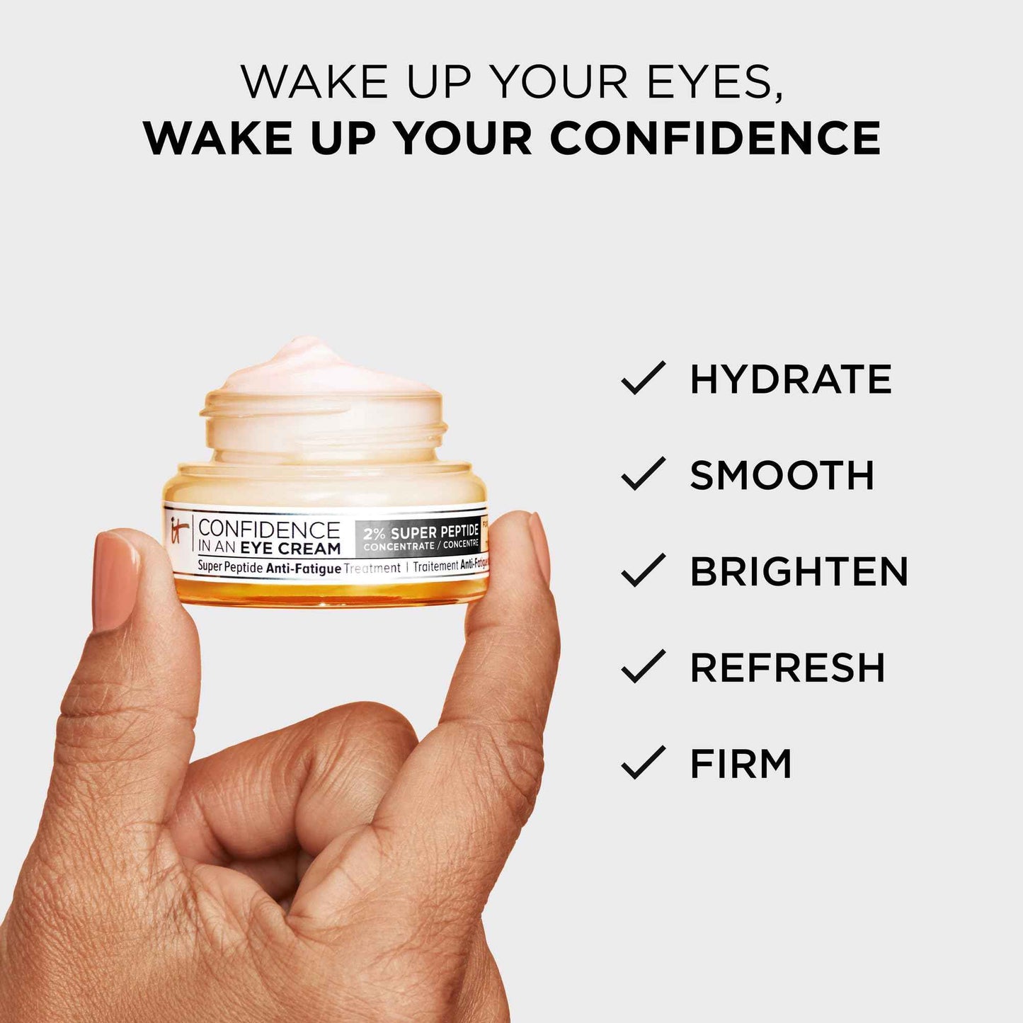 IT Cosmetics Confidence in an Eye Cream - Anti Aging Peptide Eye Cream for Dark Circles & Wrinkles, Lightweight 48HR Hydration, 2% Super Peptide Concentrate, Smooth & Brighten Undereye - 1 fl oz