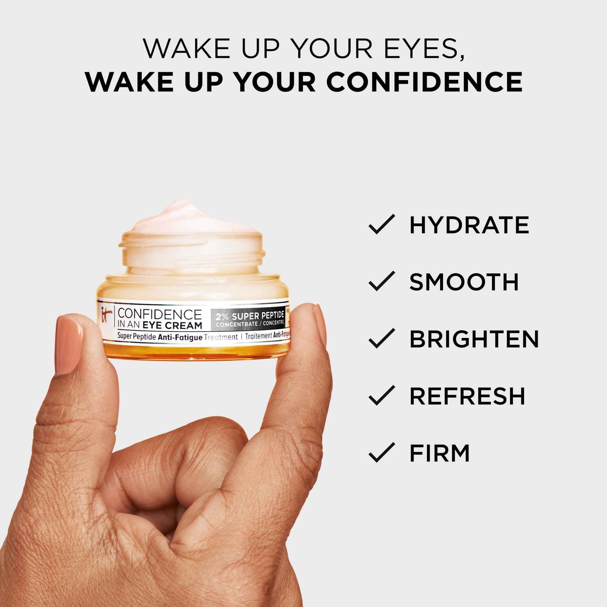 IT Cosmetics Confidence in an Eye Cream - Anti Aging Peptide Eye Cream for Dark Circles & Wrinkles, Lightweight 48HR Hydration, 2% Super Peptide Concentrate, Smooth & Brighten Undereye - 1 fl oz